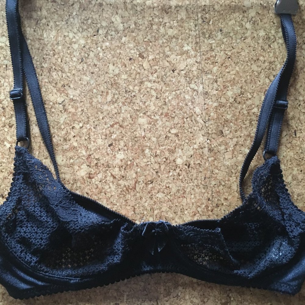 Timpa Demi Black Mesh Net Sexy Bra 32C